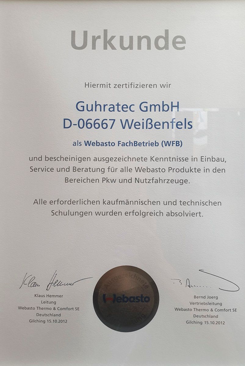 Auszeichnungen und Urkunden von Guhratec - Gesellschaft für Sonderfahrzeugtechnik mbH aus Weißenfels